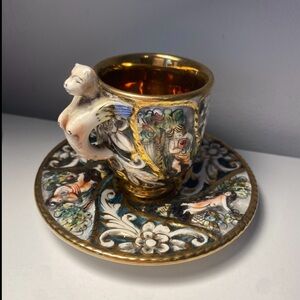 Vintage Antique Capodimonte Tea Cup and Saucer.